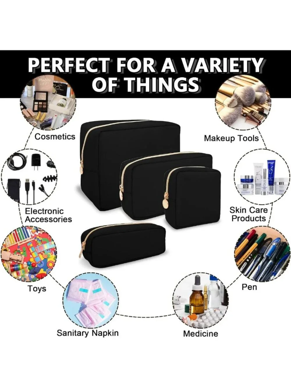 Waterproof Cute Pencil Case & Makeup Bag, Slim Portable Storage Pouch for Girls